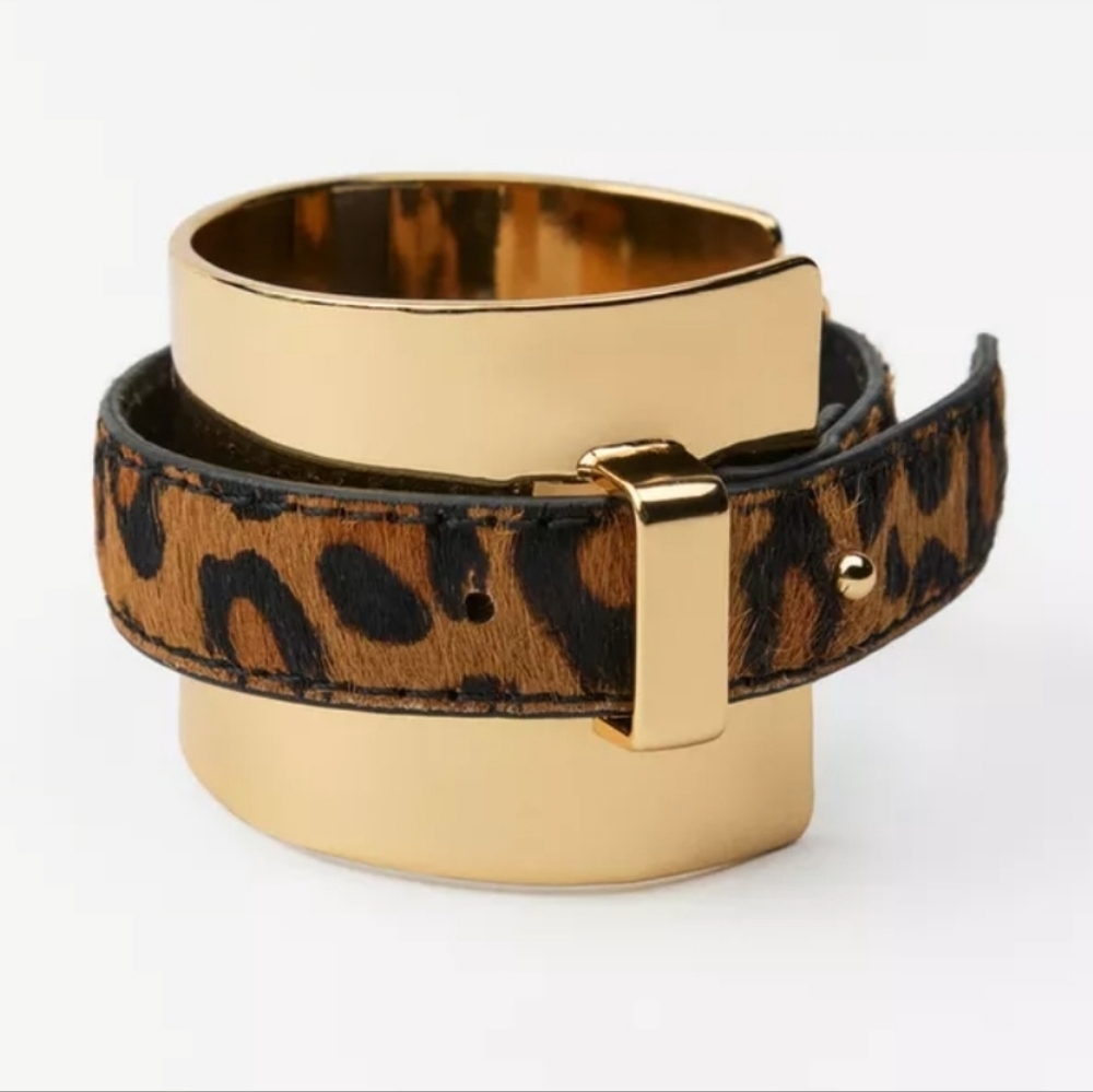 ZARA Gold and Brown Leopard Print Women's Bracelet - Picture 1 of 14